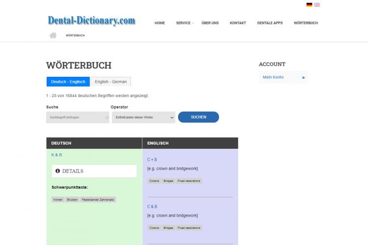 Wörterbuch für registrierte Benutzer