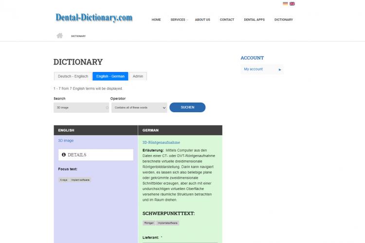 Dictionary for registered users