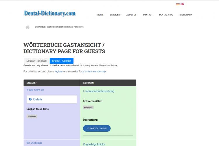 Dictionary for guests